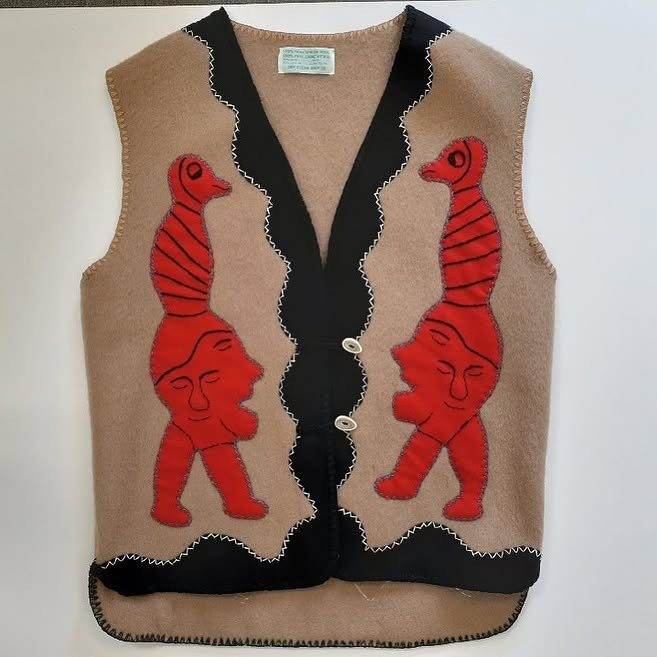 VEST With Bird Spirits, signed in syllabics by Irene Avaalaaqiaq Tiktaalaaq